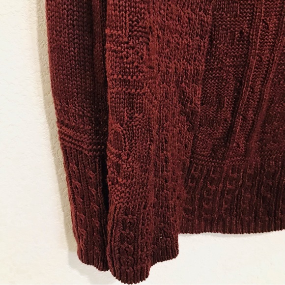 Skies Are Blue Open Front Knit Cardigan Sweater Maroon Sz XS - Picture 7 of 9